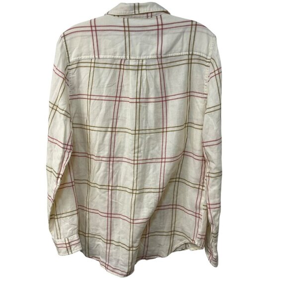 Toad & Co Re-Form Flannel Shirt Long Sleeve Beige Red Brown Women’s Size Medium - Picture 6 of 8